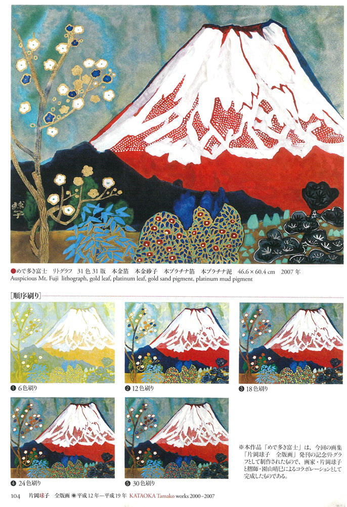 片岡球子「めで多き富士(生前最後の監修作品)」リトグラフ マリア書房掲載内容1