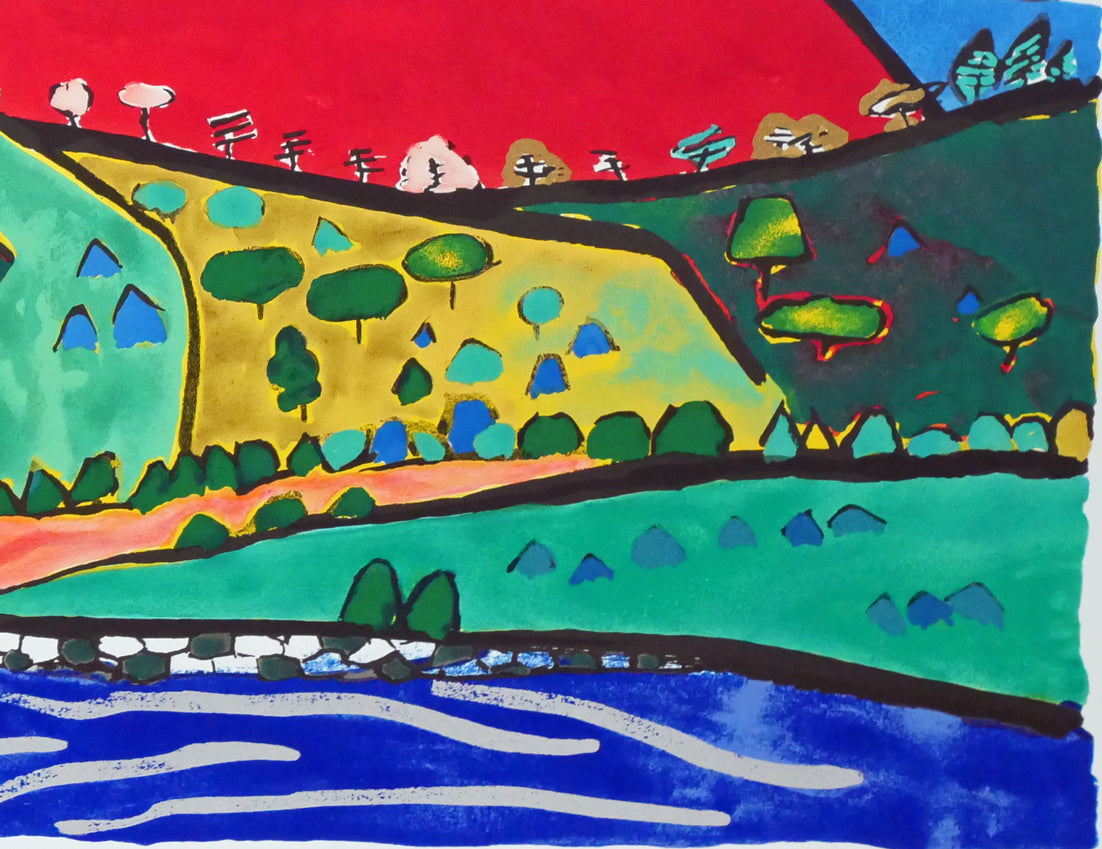 片岡球子「めでたき赤富士」リトグラフ 拡大画像6