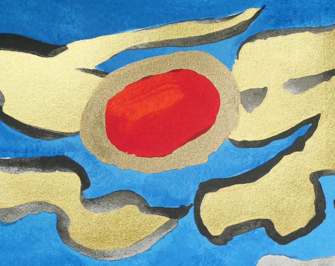 片岡球子「めでたき赤富士」リトグラフ 拡大画像2