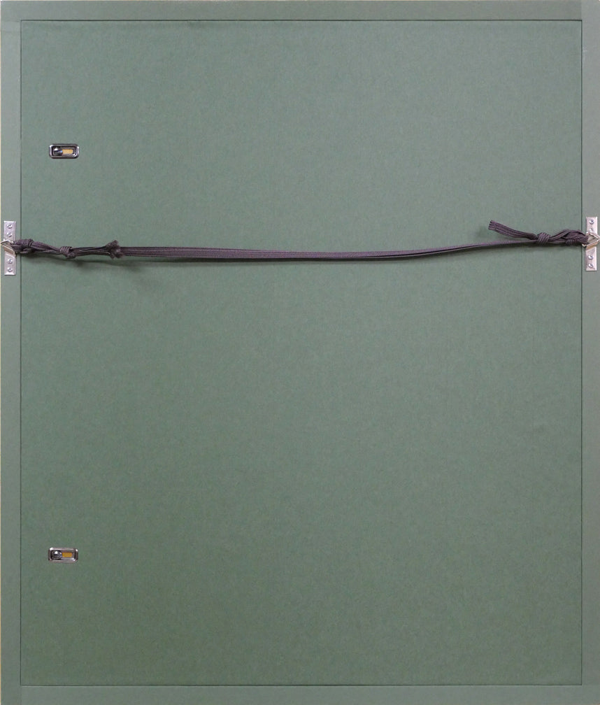 片岡球子「湖と富士(赤富士)」リトグラフ 額縁裏側画像