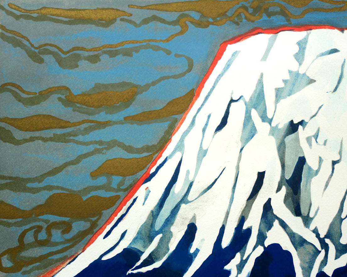 片岡球子「梅椿樹咲きそめし富士」リトグラフ 拡大画像1