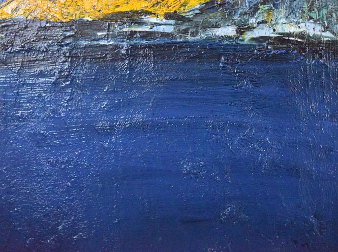 片山弘明「秋の支笏湖(樽前山と風不死岳)」油絵・SM 拡大画像4