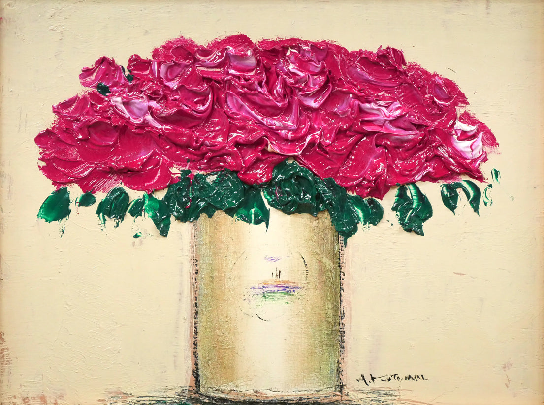 片山弘明「薔薇」油絵・F0号 作品全体画像