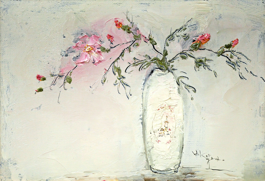 片山弘明「高山ハマナス」油絵・SM 作品全体画像