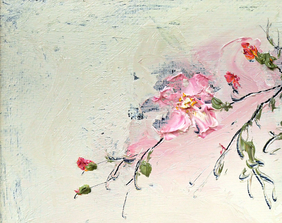 片山弘明「高山ハマナス」油絵・SM 拡大画像1