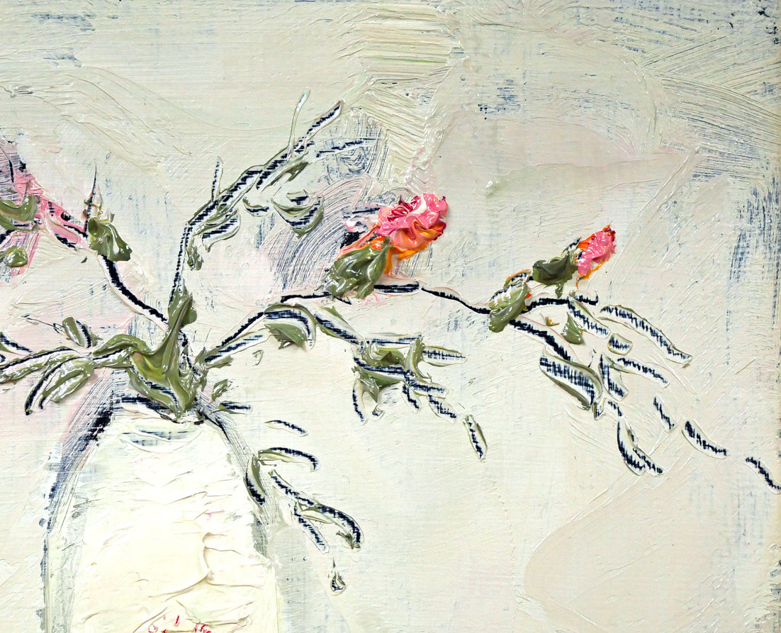 片山弘明「高山ハマナス」油絵・SM 拡大画像2