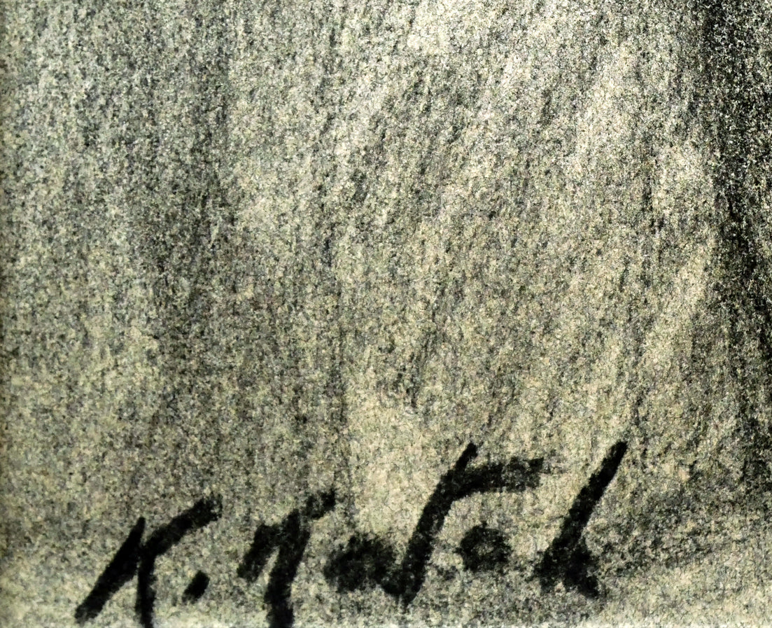 加藤一豊「バイオリン(群像シリーズ)」パステル画・6号 サイン拡大画像