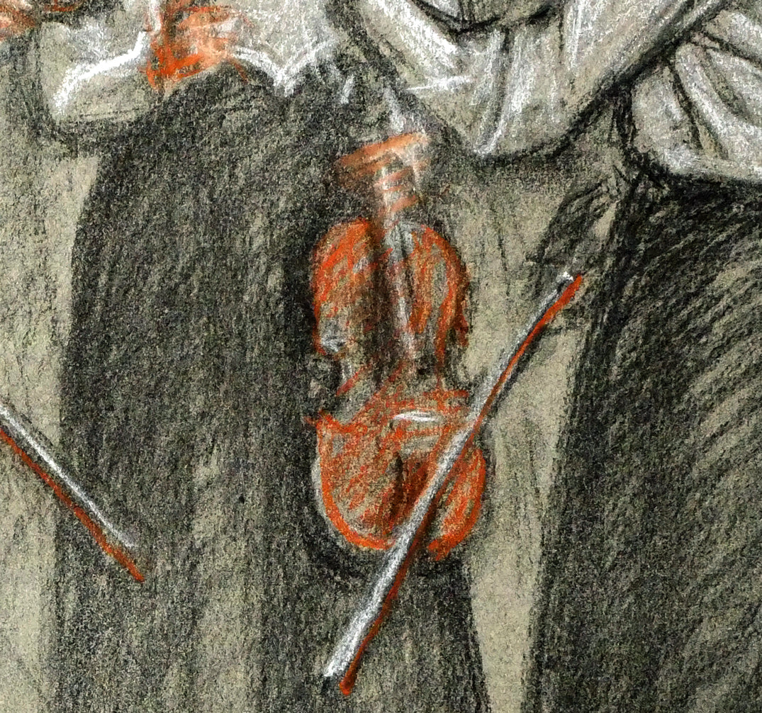 加藤一豊「バイオリン(群像シリーズ)」パステル画・6号 拡大画像7