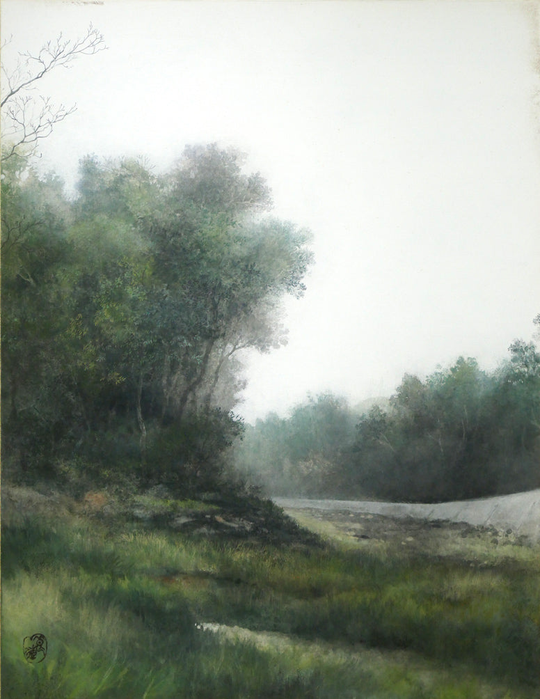 加藤良造「水無し川」日本画・P10号 作品全体画像