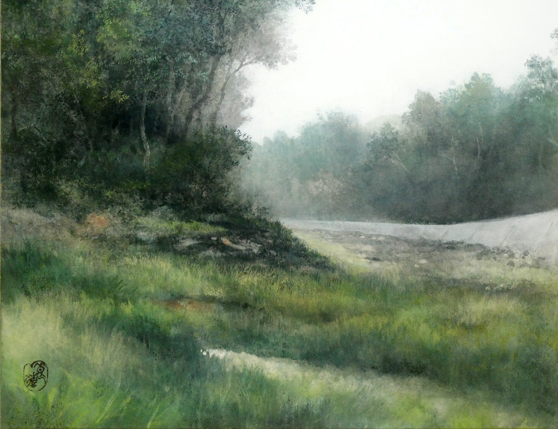 加藤良造「水無し川」日本画・P10号 拡大画像4