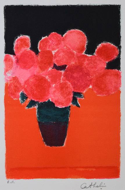 ベルナール カトラン(Bernard CATHELIN)「紫陽花」リトグラフ 作品全体拡大画像