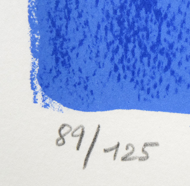 ベルナール・カトラン「青い背景のアイリスの花束」リトグラフ　限定番号（ed,89/125）