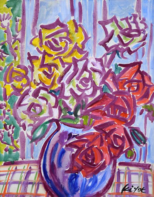 加藤清江「ばら」油絵・F6号 作品全体画像