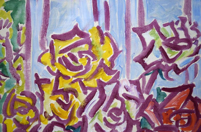 加藤清江「ばら」油絵・F6号 拡大画像1