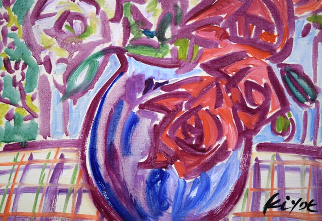 加藤清江「ばら」油絵・F6号 拡大画像3