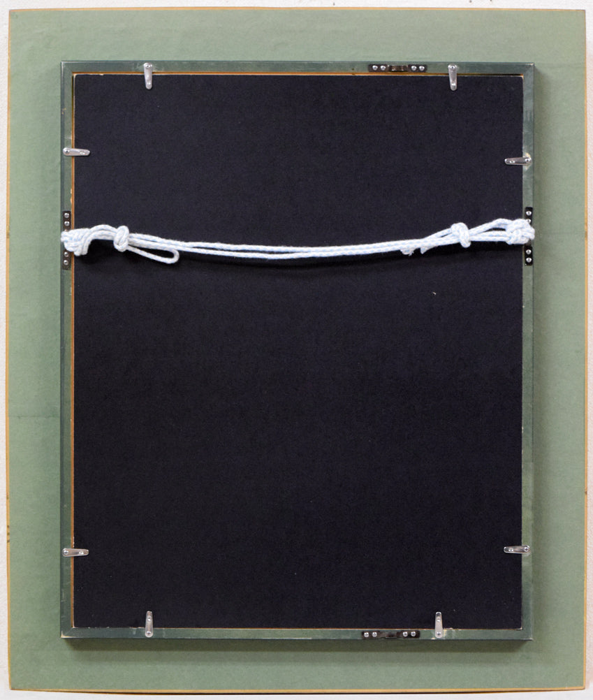 川田茂「城とバラ」油絵・F6号 額縁裏側画像