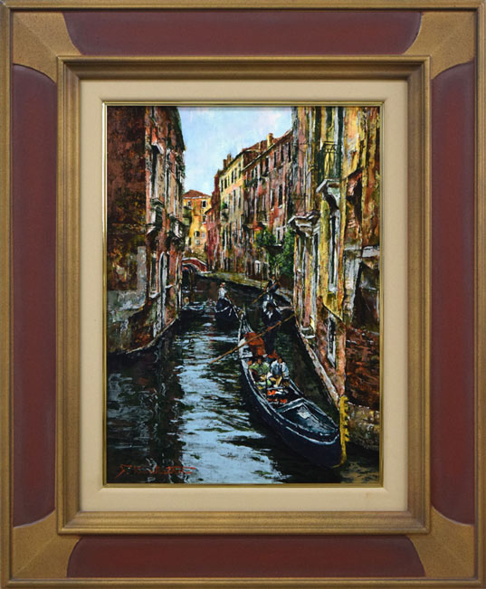 川勝茂弘「ベニス・ゴンドラ(イタリア)」油絵・F4号