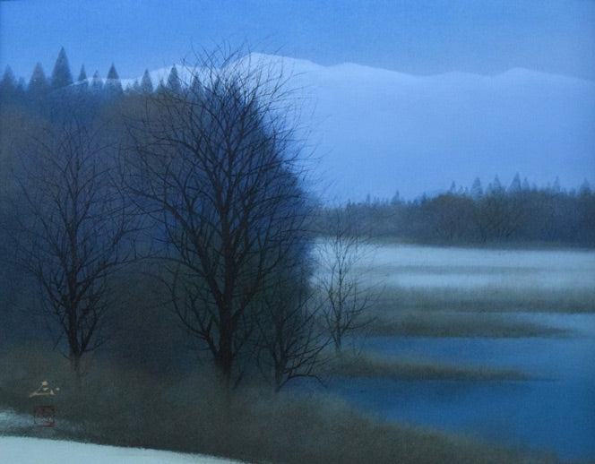 河本正「早春」日本画・P10号 作品全体拡大画像