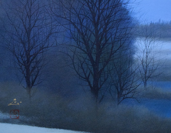 河本正「早春」日本画・P10号 拡大画像3