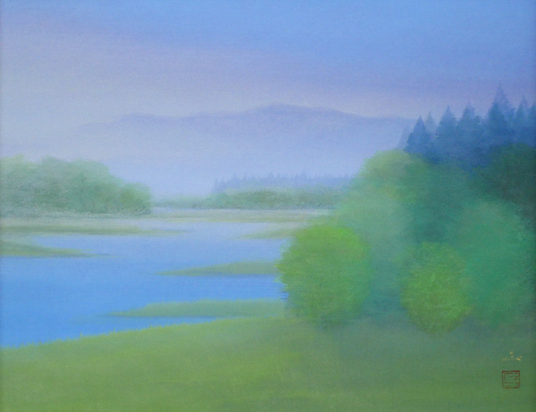 河本正「薄霧」日本画・P10号 作品全体画像