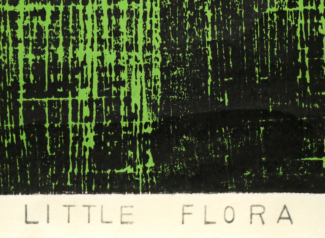 河野薫「花(C)LITTLE FLORA」木版画 タイトル部分2