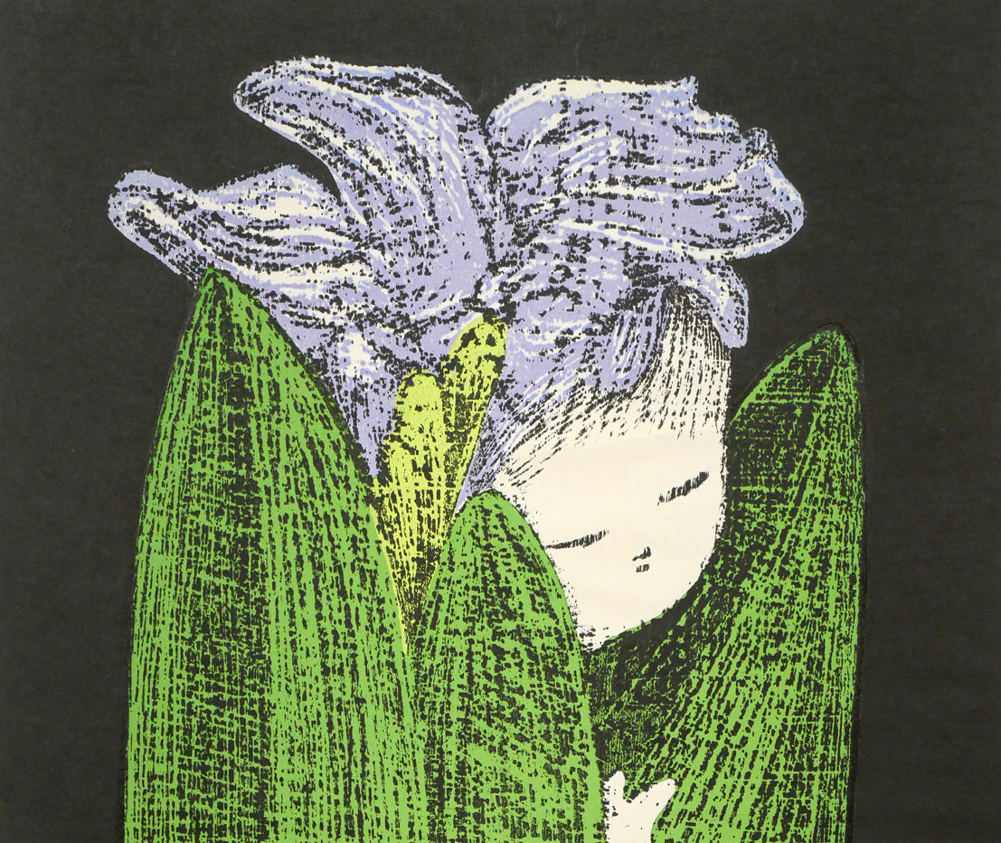 河野薫「花(C)LITTLE FLORA」木版画 拡大画像1