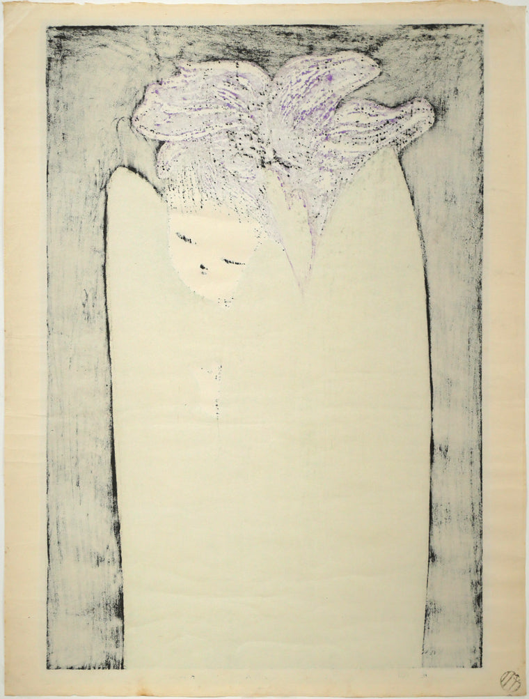 河野薫「花(C)LITTLE FLORA」木版画 作品シート裏側画像