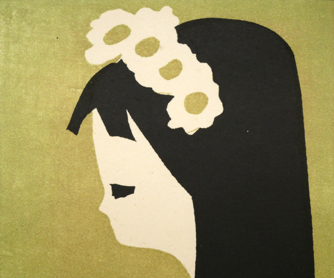 河野薫「花かざり(A)」木版画 拡大画像1