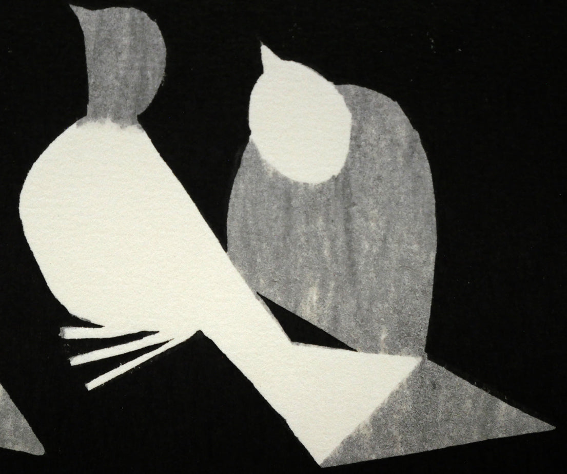 河野薫「鳩」木版画 拡大画像4