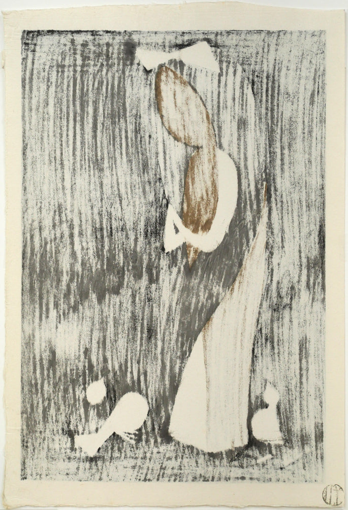河野薫「鳩」木版画 作品シート裏側画像