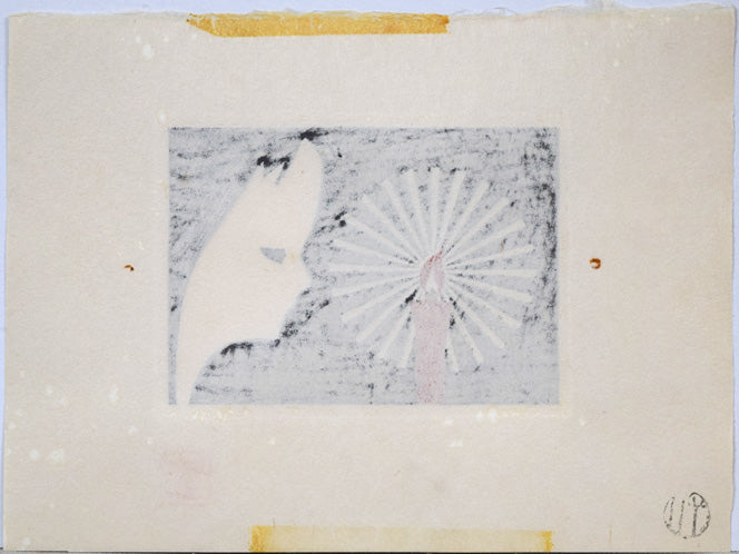 河野薫「ローソク(S判)」木版画 作品シート裏側全体画像