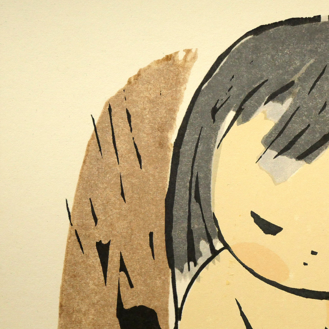 河野薫「梅(少女)」木版画 拡大画像1