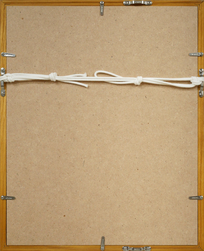 河野薫「つばき(童)」木版画 額縁裏側画像