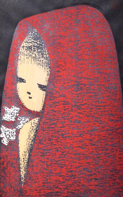 河野薫「夢(代表作品)」木版画 作品全体拡大画像