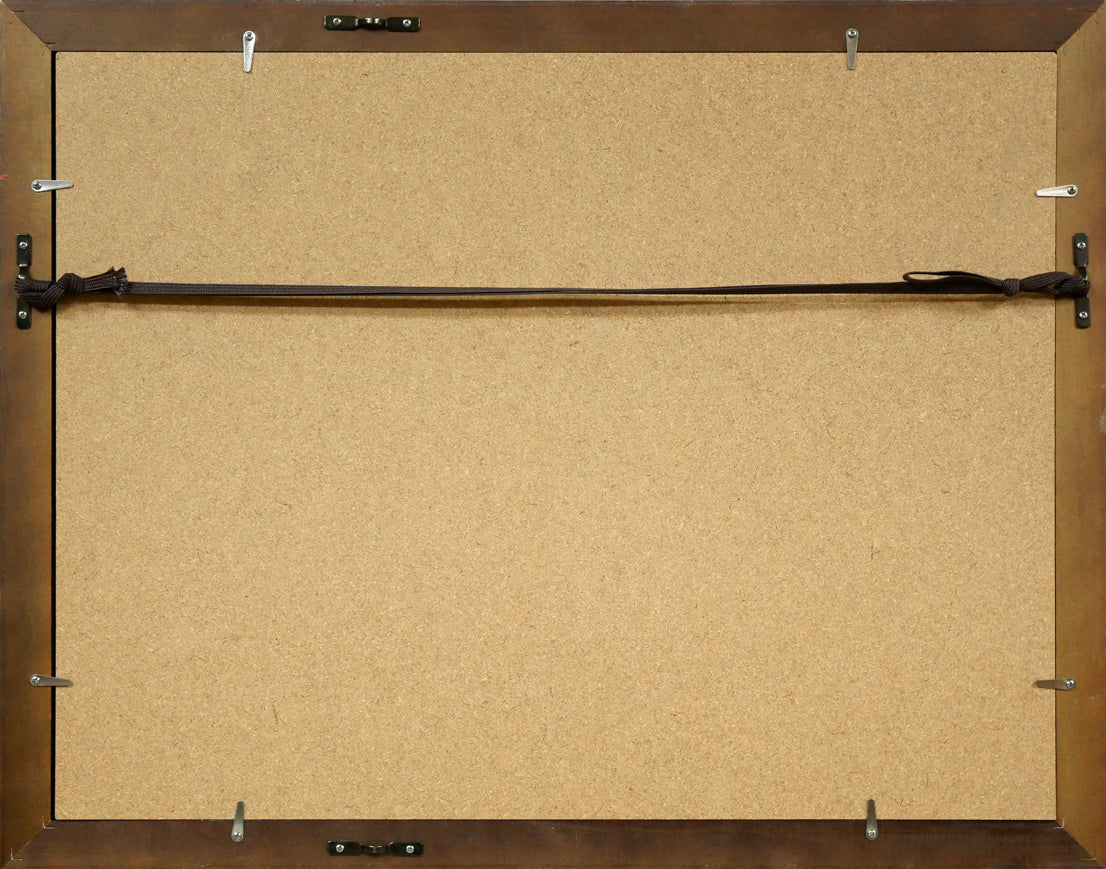 川瀬巴水「鳳凰堂の暮雪」木版画 額縁裏側画像