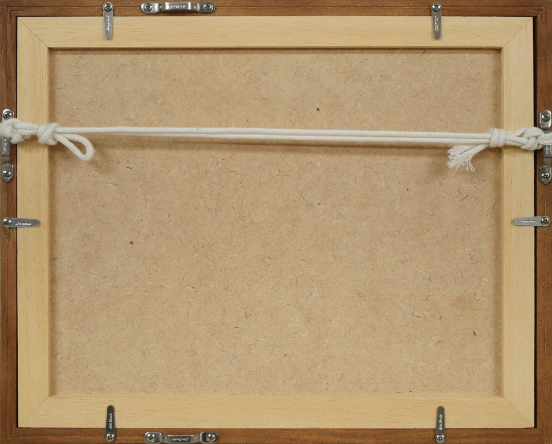 川瀬巴水「奈良三月堂」木版画 額縁裏側画像