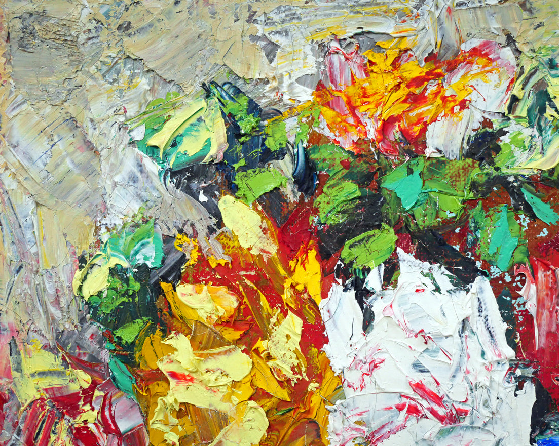 河島賢太郎「バラの花」油絵・F4号 拡大画像1