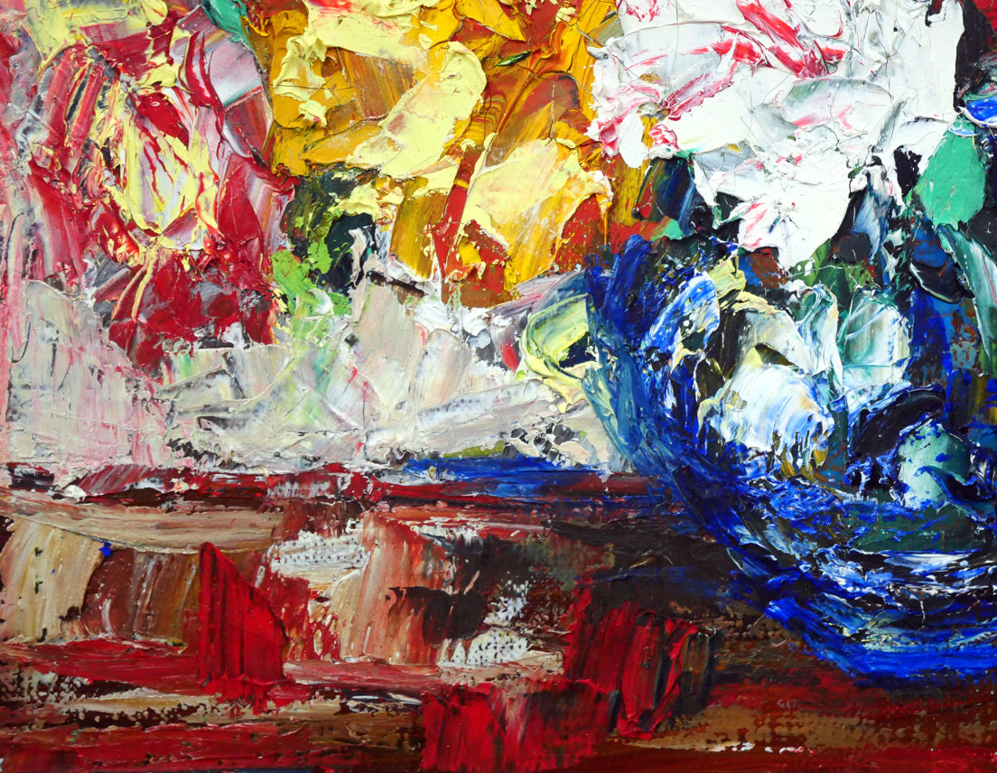 河島賢太郎「バラの花」油絵・F4号 拡大画像4