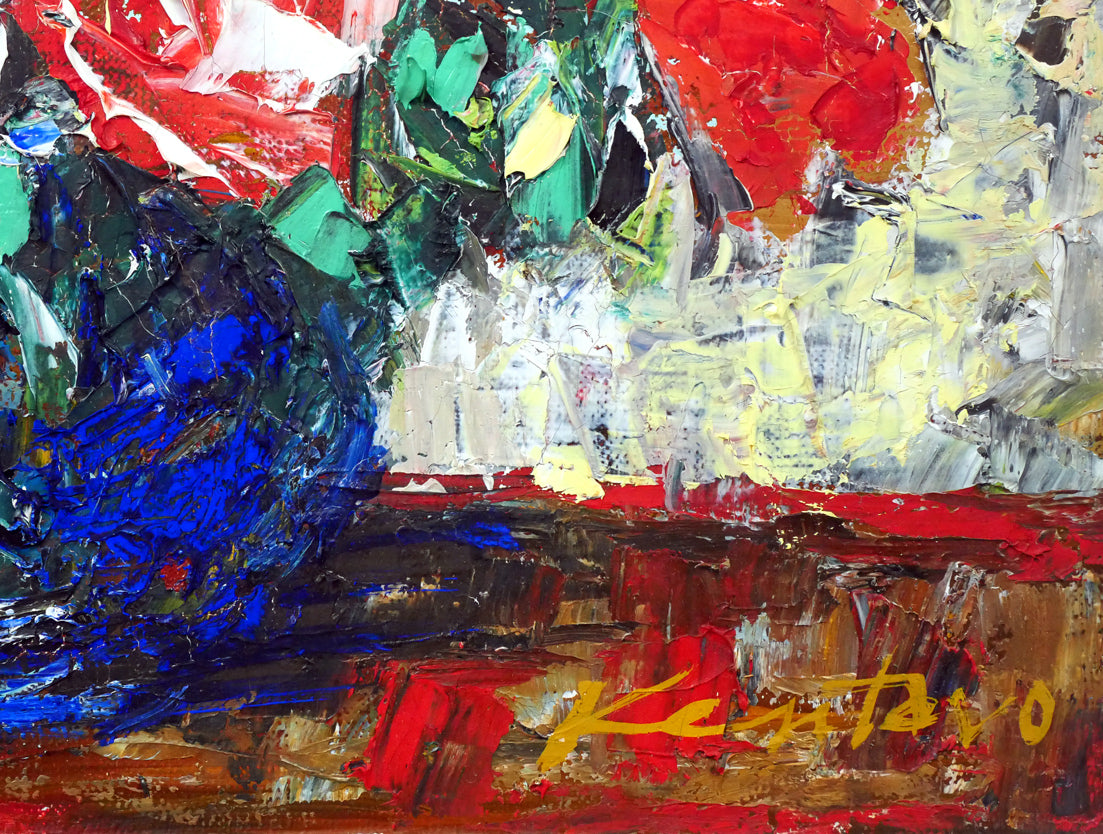 河島賢太郎「バラの花」油絵・F4号 拡大画像5