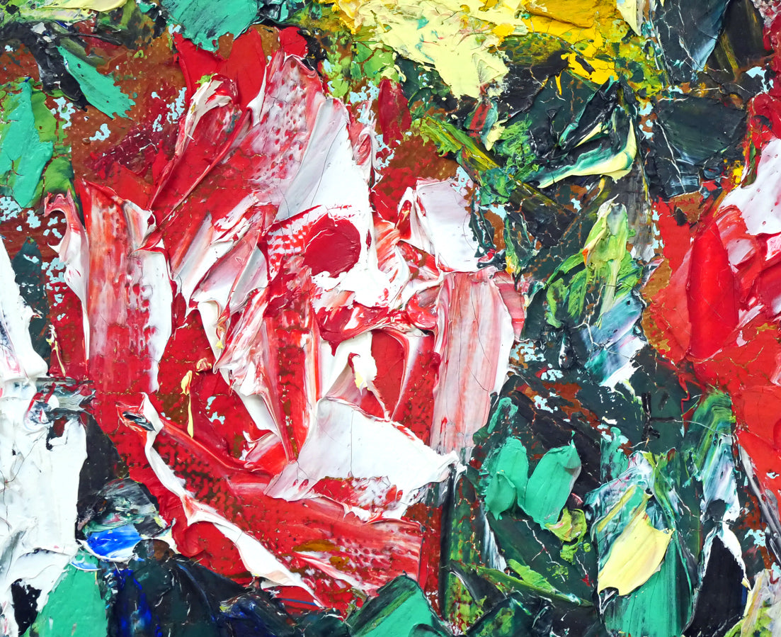 河島賢太郎「バラの花」油絵・F4号 拡大画像3