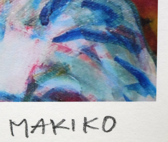 河島真規子「微風」版画 本人直筆鉛筆サイン拡大画像