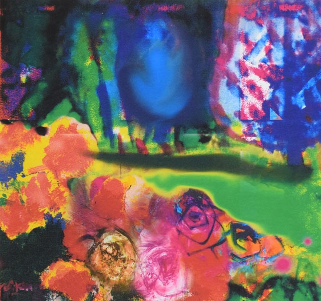 河島真規子「緑の風」版画 拡大画像1