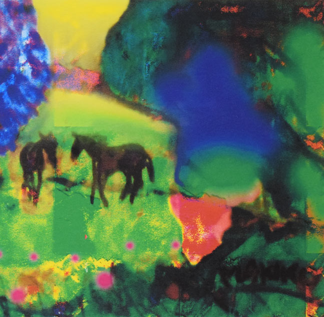 河島真規子「緑の風」版画 拡大画像2