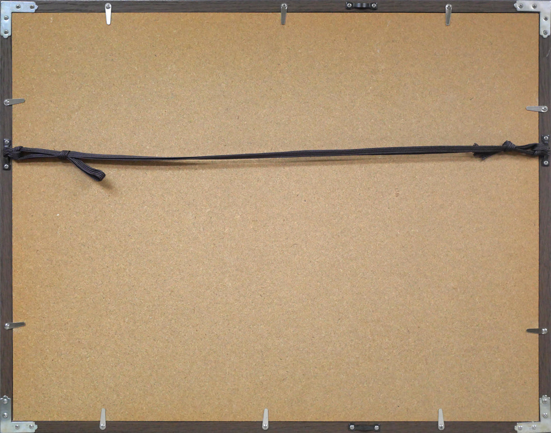 河島真規子「無題」アクリルにパステル画 額縁裏側画像