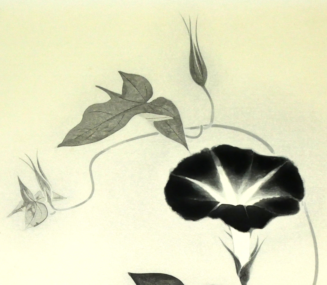 加山又造「朝顔」木版画 拡大画像1