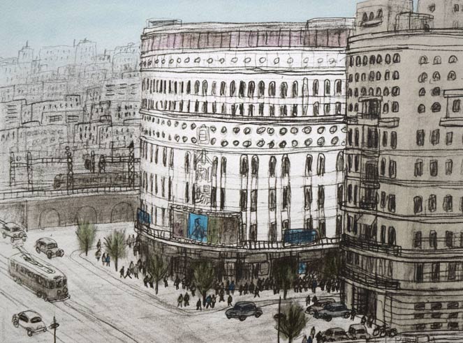 風間完「すきや橋(数寄屋橋)」リトグラフ 拡大画像2