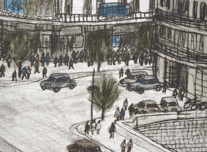 風間完「すきや橋(数寄屋橋)」リトグラフ 拡大画像5