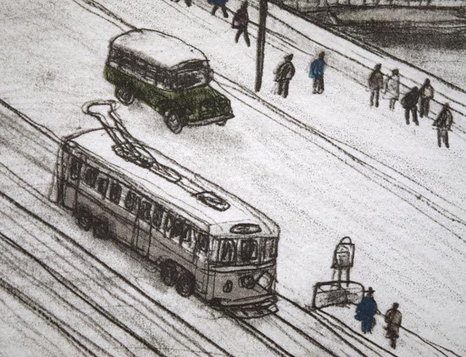 風間完「すきや橋(数寄屋橋)」リトグラフ 拡大画像6