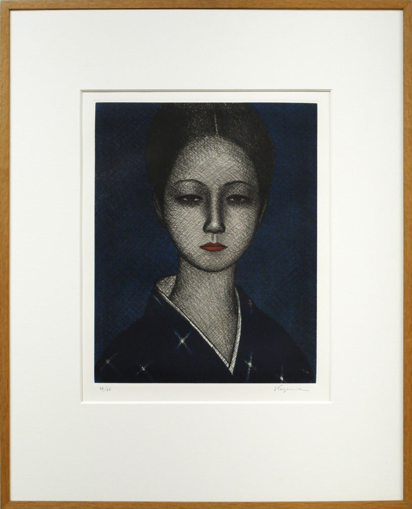 風間完「絣の女」銅版画