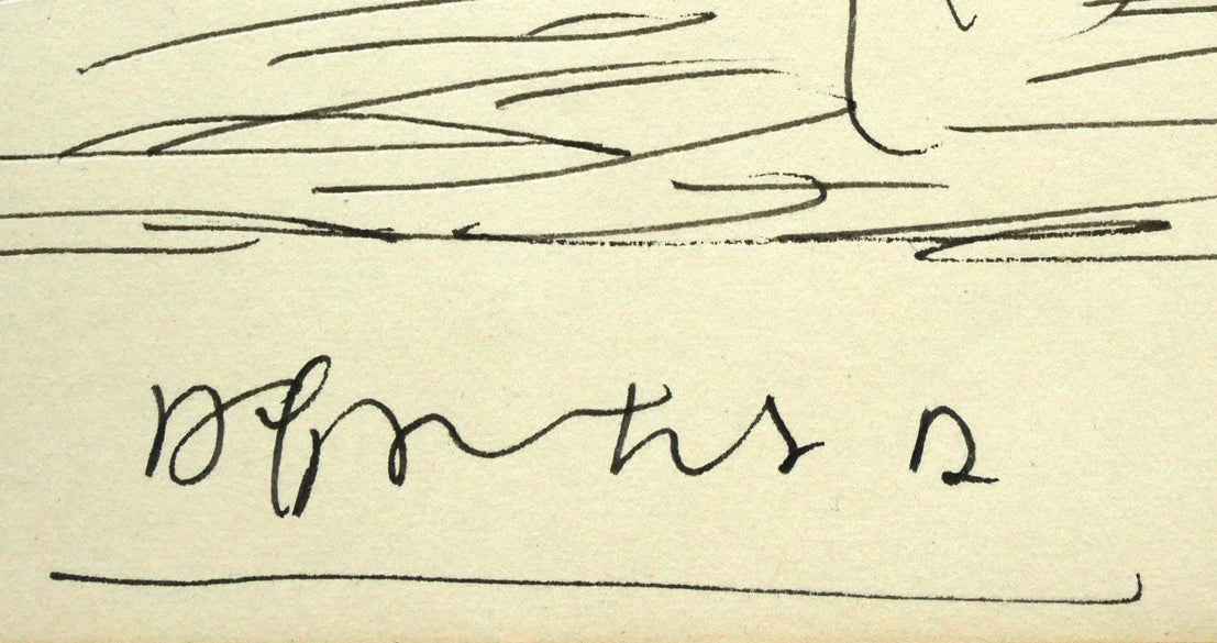 木田金次郎「鮒(「十狼記」表紙原画)」ペン画・紙 記載部分拡大画像